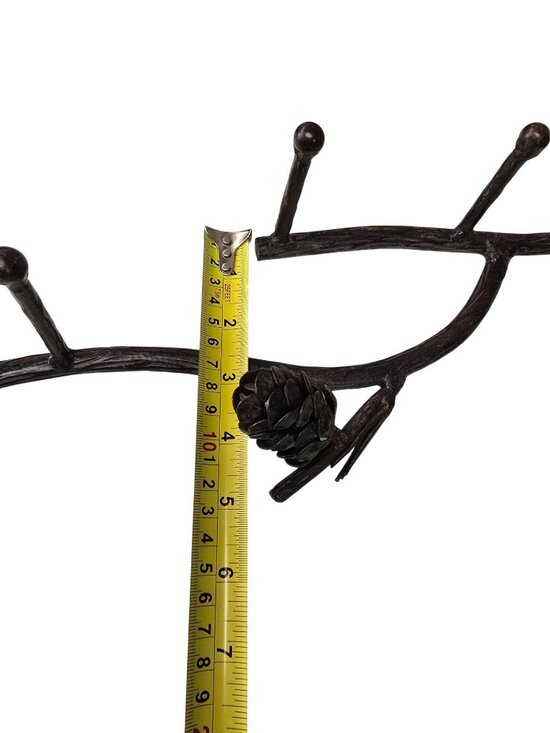 Rustic Branch Wall Hook Pinecone Accents Cast Iron Coat Rack Cabin Decor - Picture 10 of 10